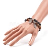 Natural Wenge Wood & Lava Rock Beads Charm Bracelets Set BJEW-JB07007-9