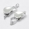 Rhodium Plated 925 Sterling Silver Box Clasps STER-F037-073P-2