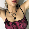 Punk Style Alloy 3 Layer Lock Pendant Necklaces for Women WG28CE4-01-3