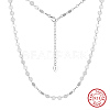 925 Sterling Silver Flat Sequin Chain Necklaces for Women NJEW-H048-01P-2