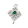Brass Green Cubic Zirconia Clover Connector Charms KK-Q048-12P-1