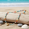 Beach Colorful Glass Beaded Alloy Heart Pendant Necklaces for Women LS-NM2683-3
