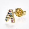Brass Micro Pave Cubic Zirconia Ear Studs EJEW-S201-42A-1