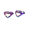 Ion Plating(IP) Rainbow Color 304 Stainless Steel Heart Gesture Open Cuff Ring for Women RJEW-S405-260M-1