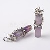 Tube Natural Amethyst Pendants G-L455-H18-2