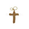 Cotton Cord Cross Keychains AJEW-TAC0031-03B-2