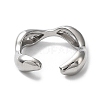 Rack Plating Brass Twist Wave Open Cuff Rings for Women RJEW-Q777-08P-3