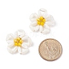 Natural Shell Braided Flower Stud Earrings EJEW-TA00093-4