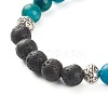 Natural Chalcedony & Natural Lava Rock Round Beads Stretch Bracelet for Her BJEW-JB06920-7