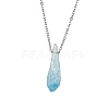 Dyed Natural Quartz Crystal Twist Teardrop Pendant Necklaces NJEW-JN04497-01-4