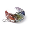 Natural & Synthetic Mixed Gemstone Chip Copper Wire Wrapped Big Pendants G-F733-03-4