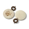 Flat Round & Ring Poplar Wood Engrave Big Pendants WOOD-G019-05B-2