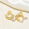 C-Shaped with Star Brass Micro Pave Clear Cubic Zirconia Cuff Earrings EJEW-L316-01G-12-3