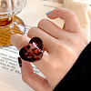 Leopard Print Heart Resin Finger Rings FS-WG50564-06-1