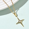 Brass Pave Clear Cubic Zirconia Star Pendant 304 Stainless Steel Chain Necklaces for Women NJEW-D341-07G-2