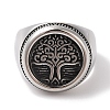 304 Stainless Steel Round with Tree of Life Signet Rings for Men RJEW-U005-20A-01-2