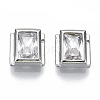 Brass Clear Cubic Zirconia Charms KK-S061-52P-NR-1