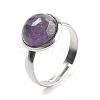 Half Round Natural Amethyst Finger Rings RJEW-M062-01P-31-1