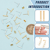 BENECREAT 20Pcs 2 Styles Brass Rectangle Stud Earring Findings KK-BC0012-25-4