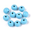 Spray Painted Round Natural Schima Wood Beads WOOD-A018-8mm-09-1