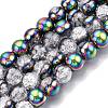 Electroplated Crackle Glass Beads Strands EGLA-N014-10mm-06-1