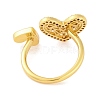 Brass Micro Pave Clear Cubic Zirconia Open Cuff Rings RJEW-U009-04G-4