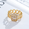 Brass Micro Pave Clear Cubic Zirconia Finger Rings FS-WGF0A01-08-2