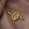 Vintage 304 Stainless Steel Glass Eye of Ra Pendant Necklaces for Women EQ3909-1