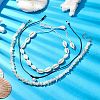 3Pcs Bohemia Natural Cowrie Shell & White Shell Beaded Necklaces NJEW-JN04784-2