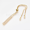 Adjustable Brass Micro Pave Cubic Zirconia Chain Bracelet Making ZIRC-T004-39G-2