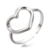 Non-Tarnish 304 Stainless Steel Hollow Heart Cuff Rings LS-RJEW-N038-122P-1