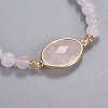 Natural Rose Quartz Braided Bead Bracelets BJEW-JB04210-01-3