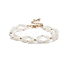 Natural Shell Braided Rhombus Beaded Bracelet BJEW-TA00098-1