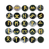 Brass Elder Futhark Alphabet Engraved Symbol Flat Round Natural Indian Agate Rune Stones G-I373-01A-1