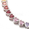 Colorful Cubic Zirconia Heart Pendant Necklace NJEW-E074-03P-2