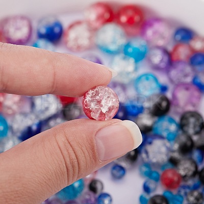 150Pcs 5 Styles Baking Paint Crackle Glass Bead Strands CCG-SZ0001-07-1