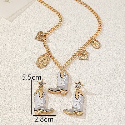 Cowboy Boots Zinc Alloy Earrings & Necklaces Sets for Women FS-WGC30FE-01-1