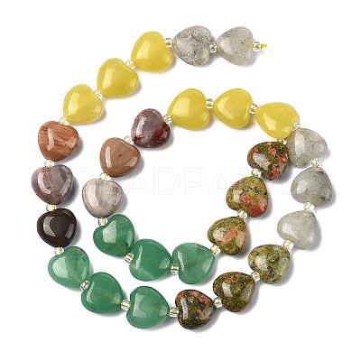 Gradient Color Natural Green Aventurine & Labradorite & Lemon Jade & Unakite & Petrified Wood Beads Strands G-B185-A07-1