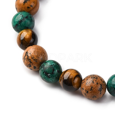 12 Constellations Natural Tiger Eye & Picture Jasper & Agate & Black Onyx Round Beaded Stretch Bracelets for Men Women WGB9E7C-10-1