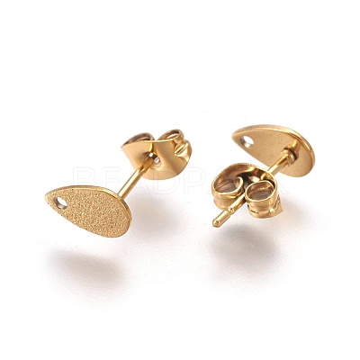 Ion Plating(IP) 304 Stainless Steel Stud Earring Findings STAS-O119-12A-G-1