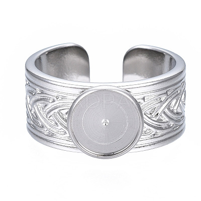 Non-Tarnish 304 Stainless Steel Open Cuff Finger Ring Cabochon Settings X-STAS-T060-05P-1