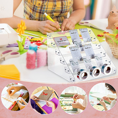 6-Tier Plastic Scrapbook Adhesive Tape Display Riser Stands ODIS-WH0086-105-1