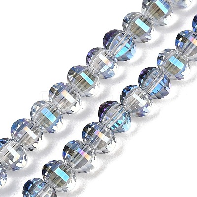 Electroplate Transparent Glass Beads Strands EGLA-B011-08A-HR02-1