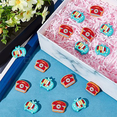 16Pcs 2 Style Television/Telephone Food Grade Silicone Focal Beads SIL-GO0001-16-1