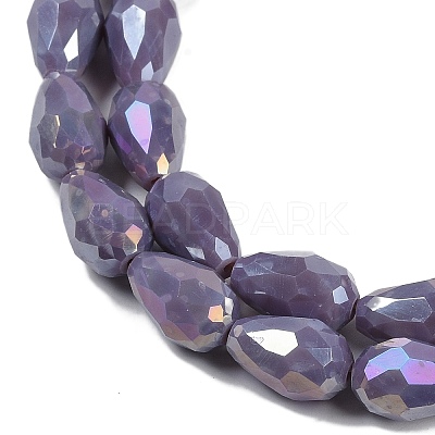 Opaque Solid Color Electroplate Glass Beads Strands LS-EGLA-N013-P8mm-B09-1