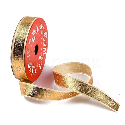 5 Yards Christmas Gold Stamping Polyester Printed Ribbon OCOR-A008-01A-1