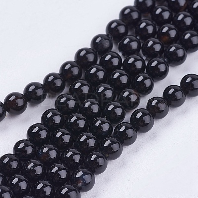 Natural Black Onyx Beads Strands X-G-H1567-4MM-1