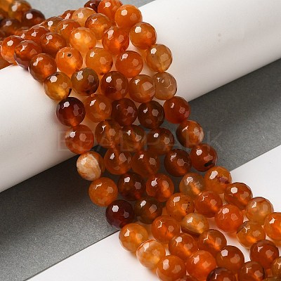 Dyed & Heated Natural Agate Beads Strands G-P539-D01-07-1