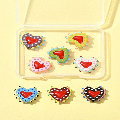 8Pcs 8 Colors Painted Glass Beads Bumpy Beads Heart LAMP-FS0001-50-1