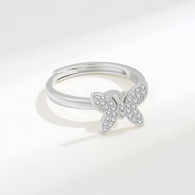 Adjustable Brass Pave Cubic Zirconia Enamel Rotating Finger Rings for Women FS-WGAC909-01-1